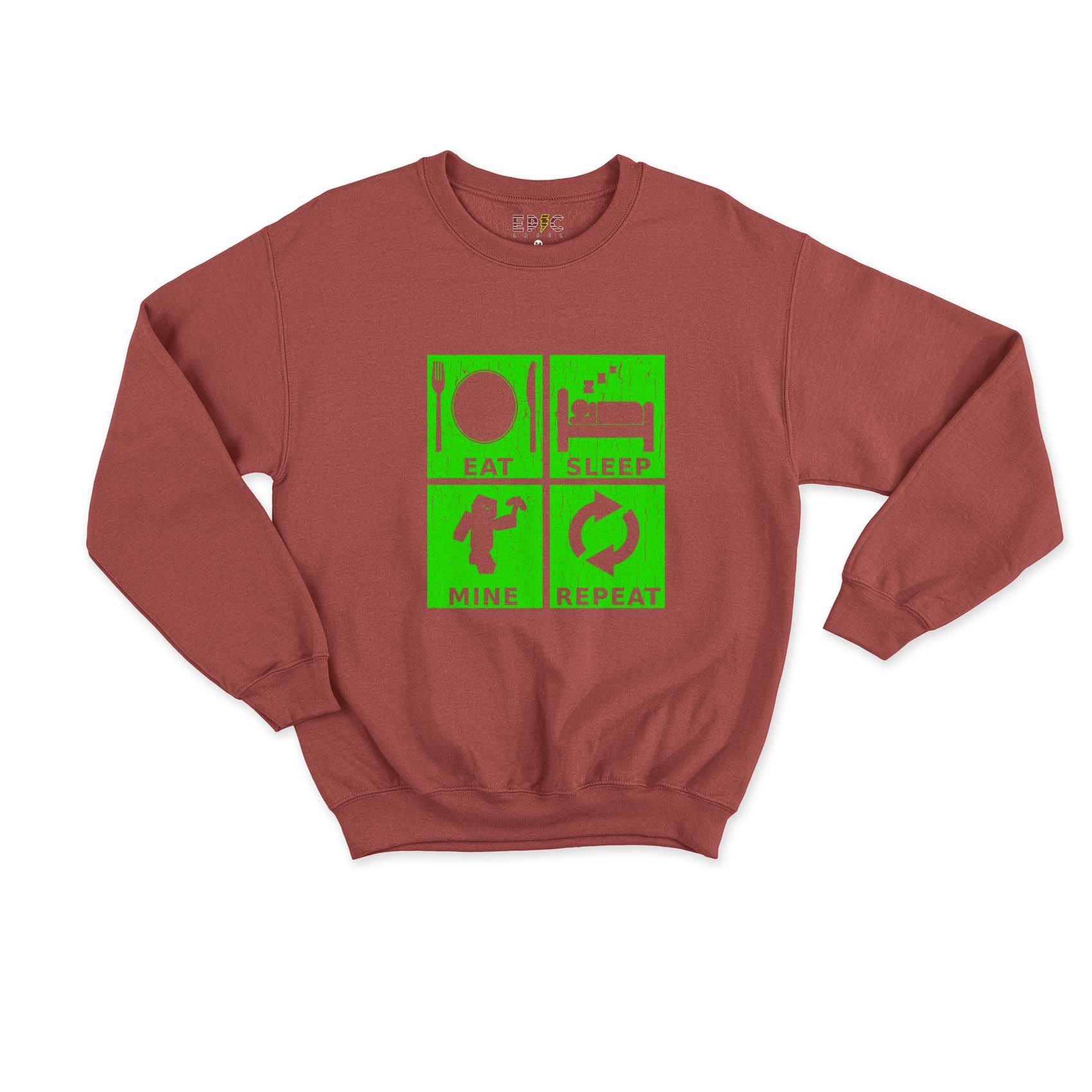 Epic Label Sweatshirt Eat Sleep Mine Repeat Vintage Sweat Enfant