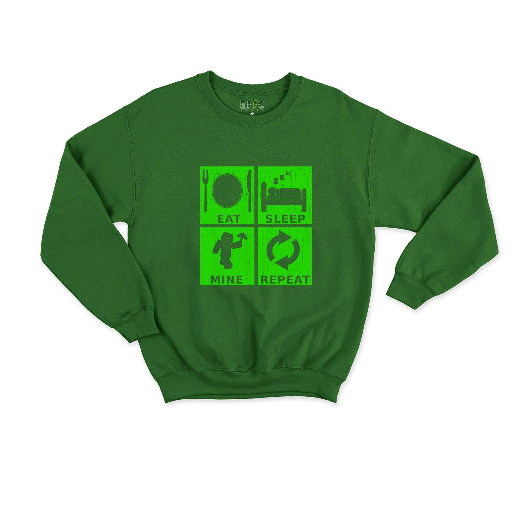 Epic Label Sweatshirt Eat Sleep Mine Repeat Vintage Sweat Enfant