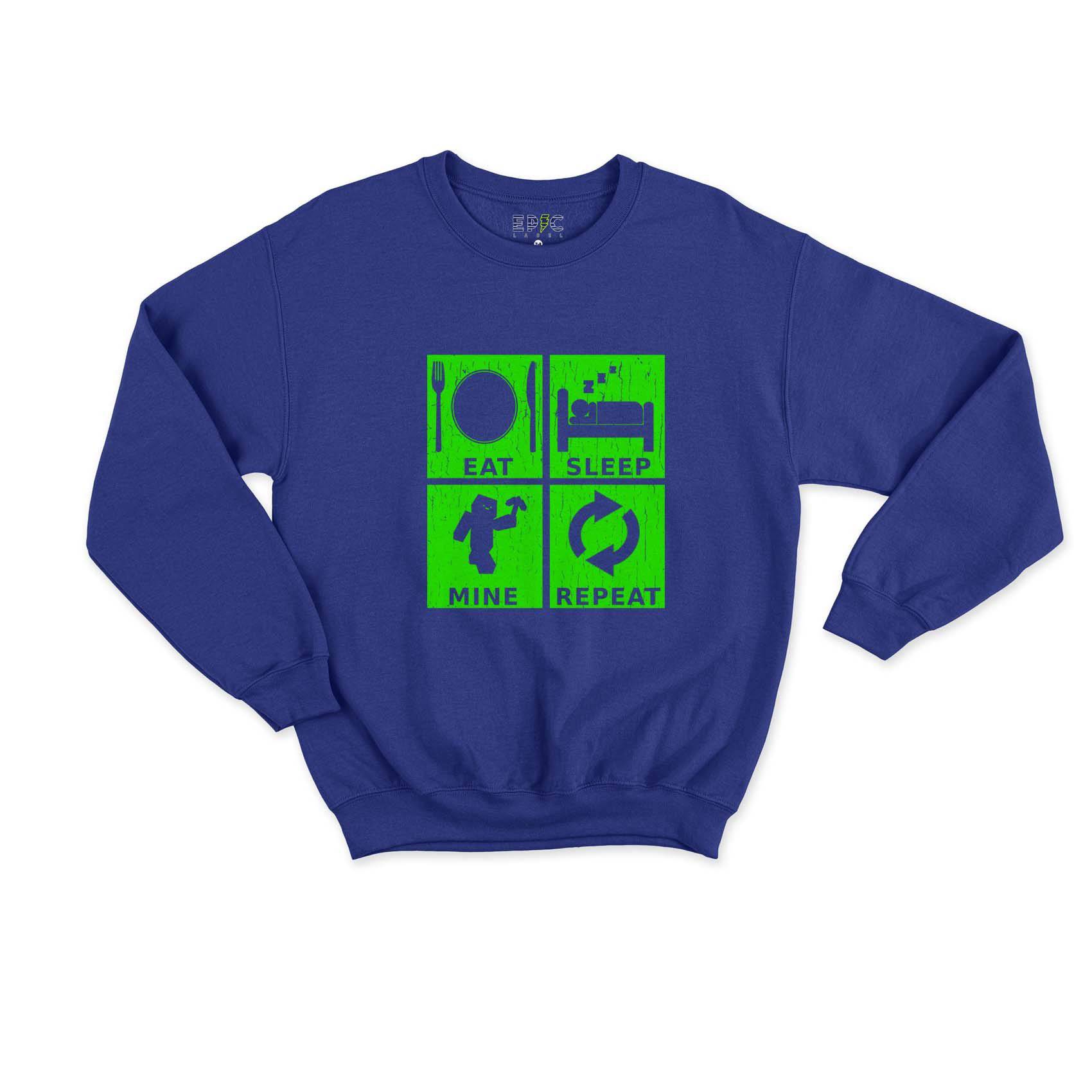 Epic Label Sweatshirt Eat Sleep Mine Repeat Vintage Sweat Enfant