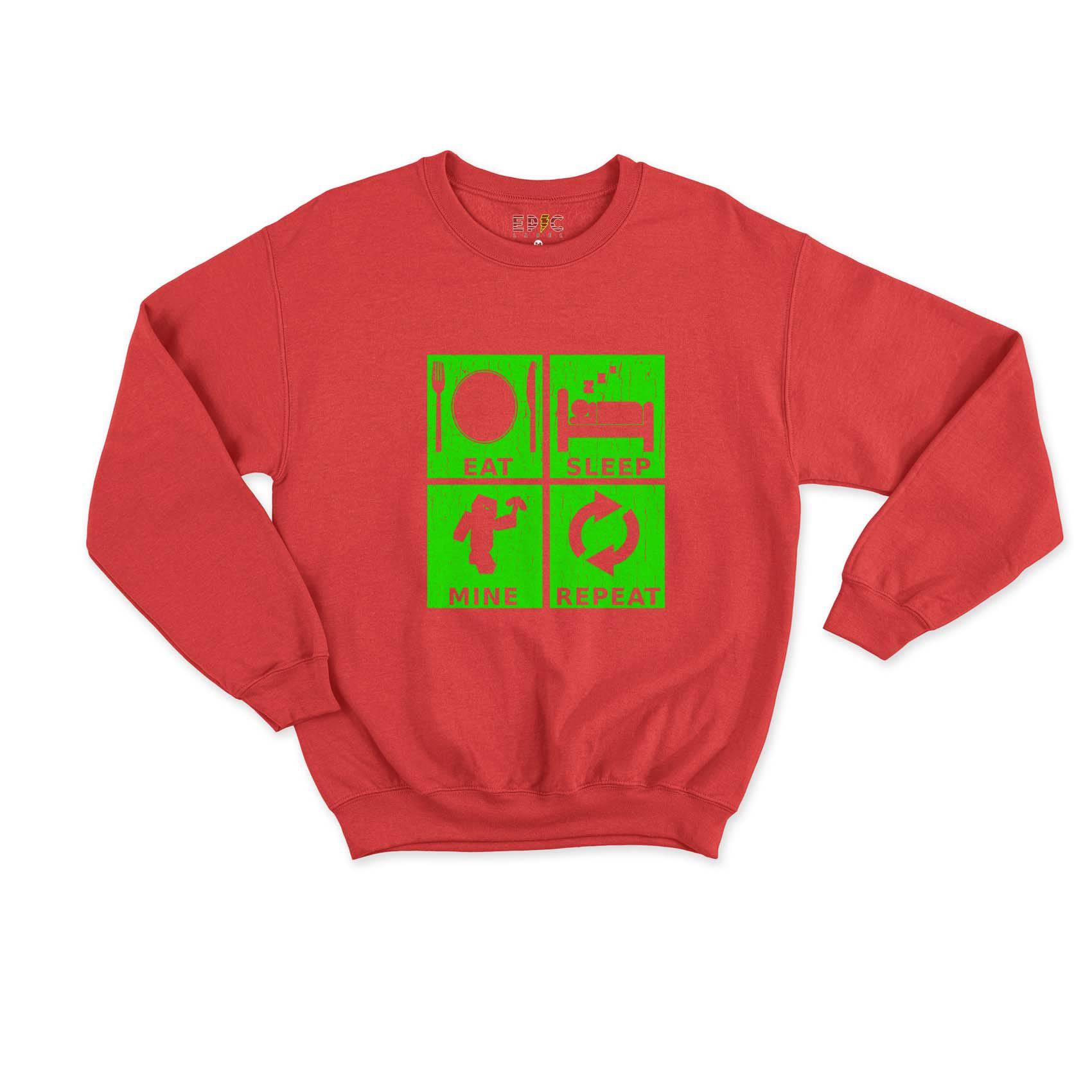 Epic Label Sweatshirt Eat Sleep Mine Repeat Vintage Sweat Enfant