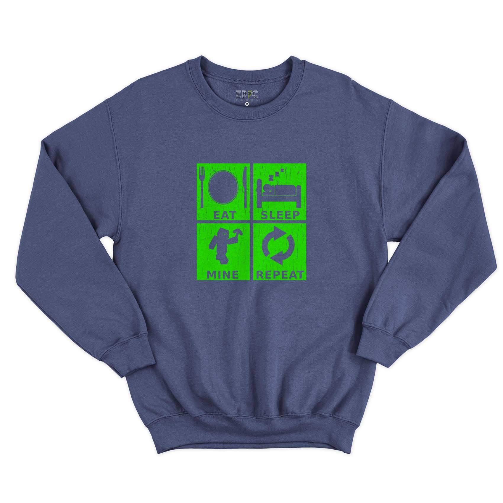Epic Label Sweatshirt Eat Sleep Mine Repeat Vintage Sweat-shirt Pour Homme