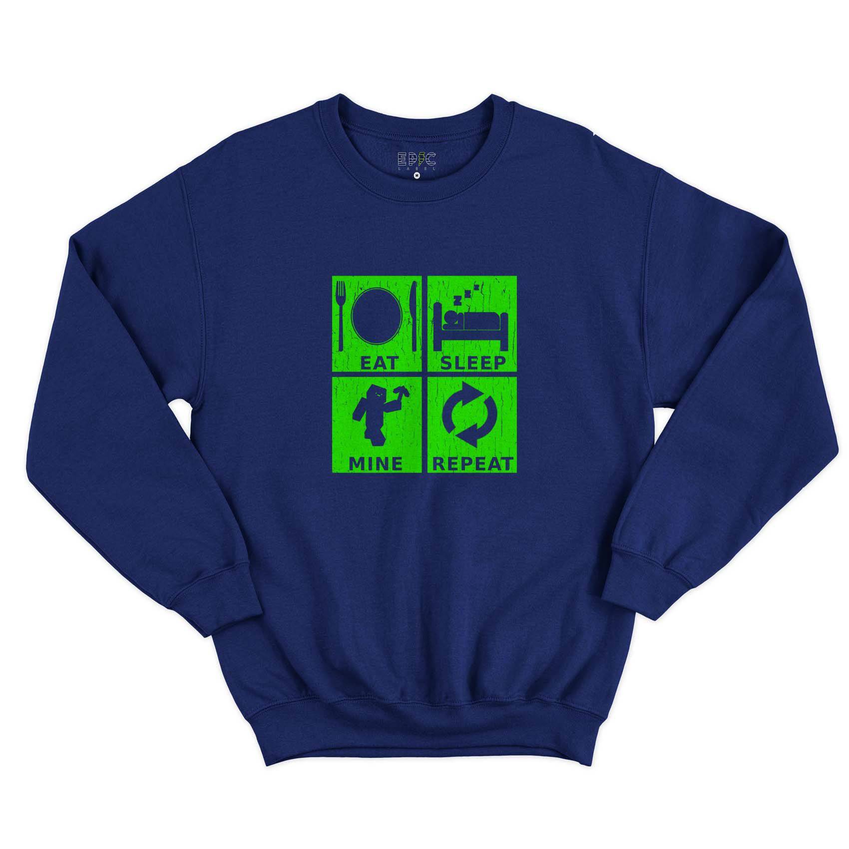 Epic Label Sweatshirt Eat Sleep Mine Repeat Vintage Sweat-shirt Pour Homme