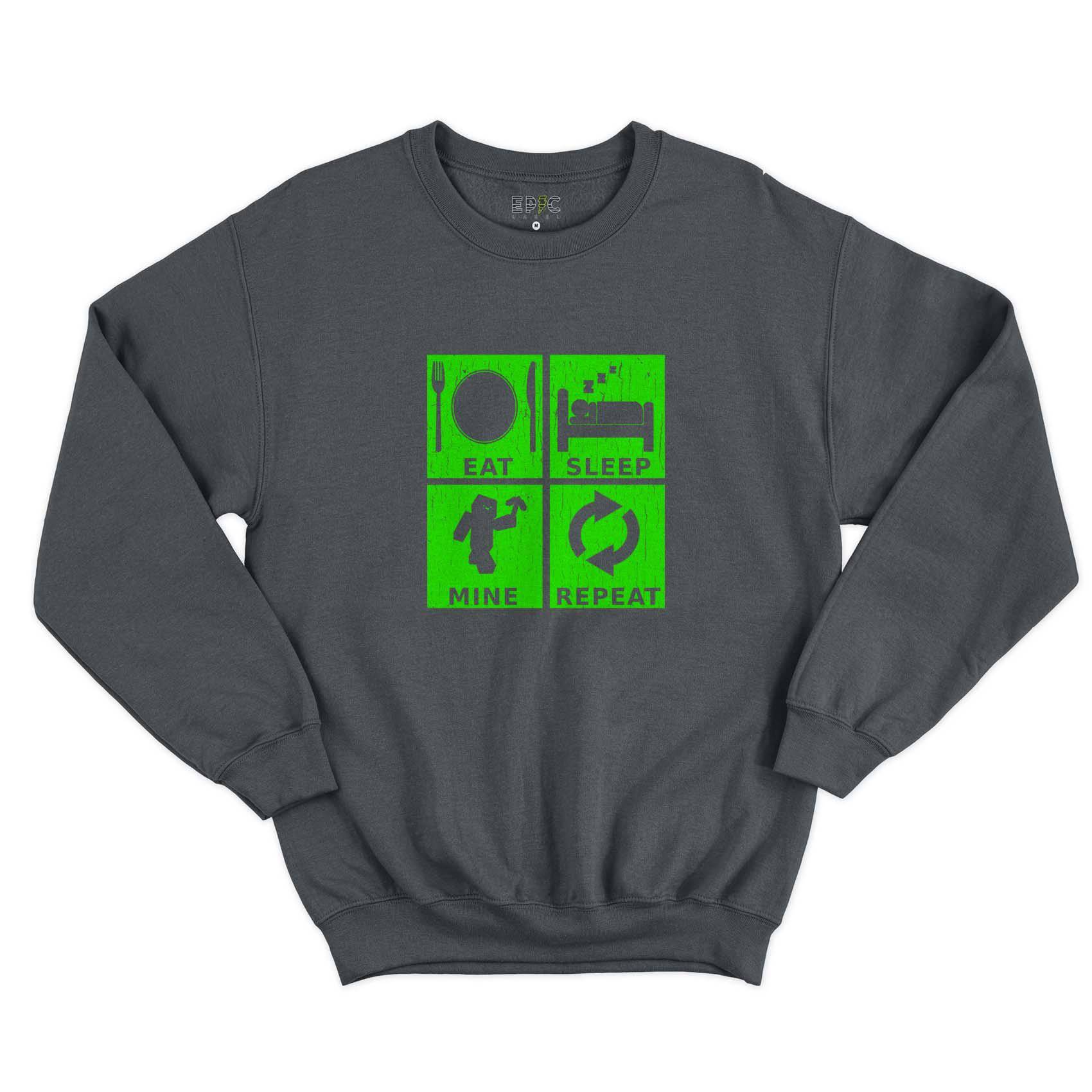 Epic Label Sweatshirt Eat Sleep Mine Repeat Vintage Sweat-shirt Pour Homme