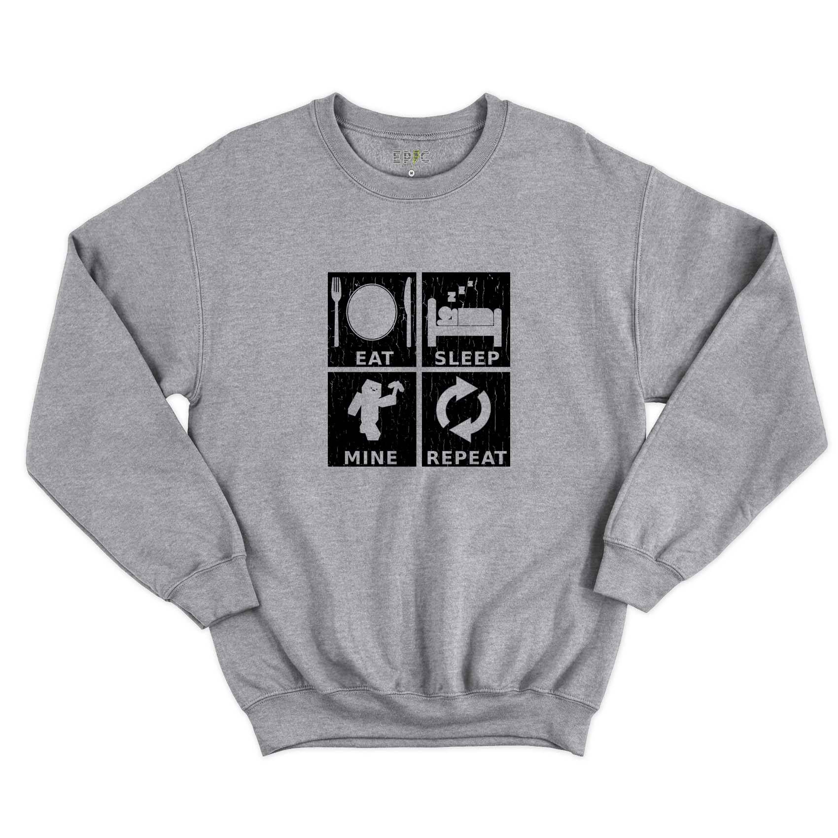 Epic Label Sweatshirt Eat Sleep Mine Repeat Vintage Sweat-shirt Pour Homme