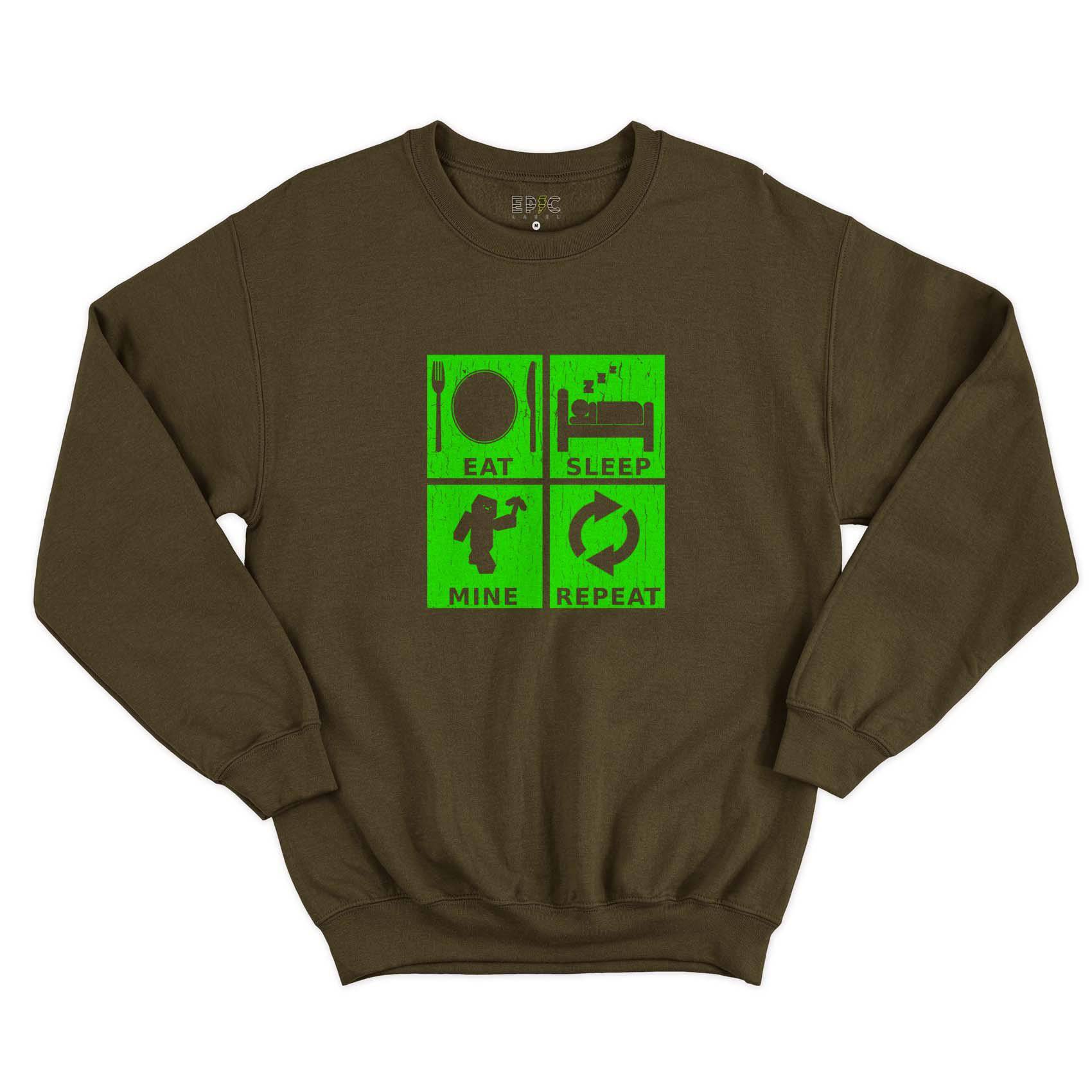 Epic Label Sweatshirt Eat Sleep Mine Repeat Vintage Sweat-shirt Pour Homme