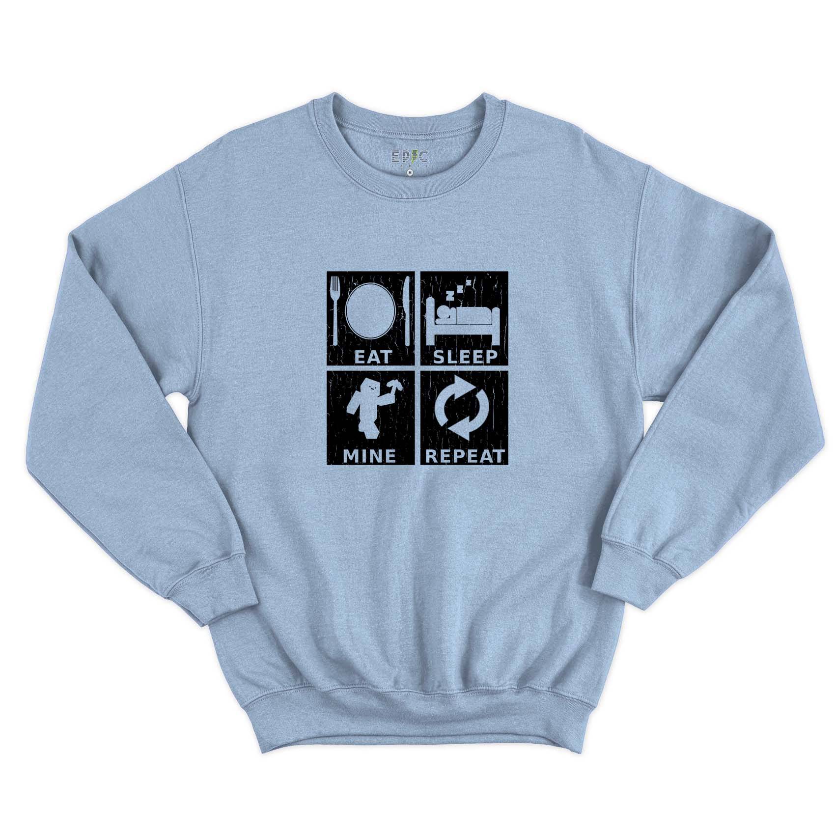 Epic Label Sweatshirt Eat Sleep Mine Repeat Vintage Sweat-shirt Pour Homme