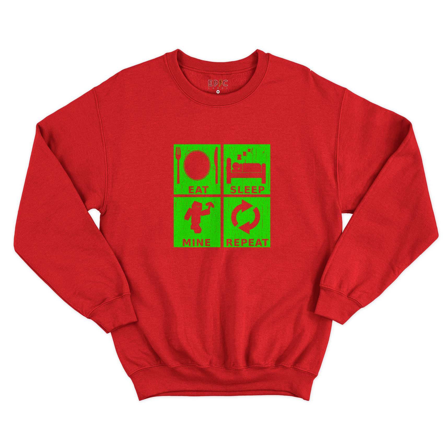 Epic Label Sweatshirt Eat Sleep Mine Repeat Vintage Sweat-shirt Pour Homme