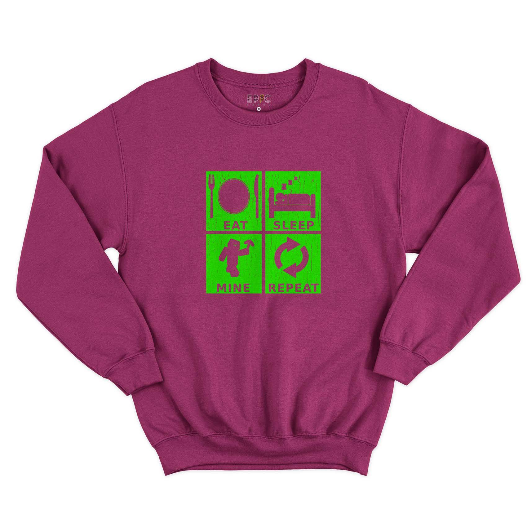 Epic Label Sweatshirt Eat Sleep Mine Repeat Vintage Sweat-shirt Pour Homme