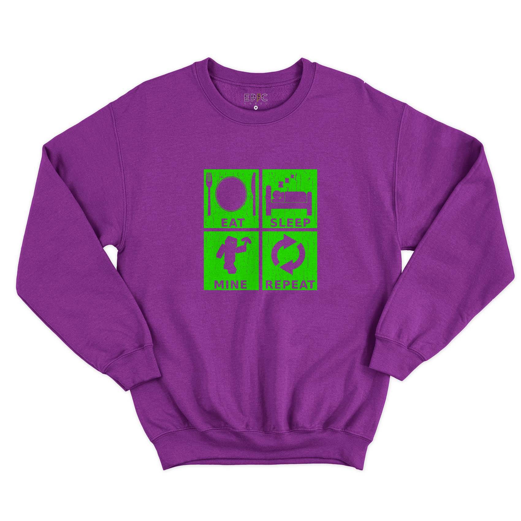 Epic Label Sweatshirt Eat Sleep Mine Repeat Vintage Sweat-shirt Pour Homme