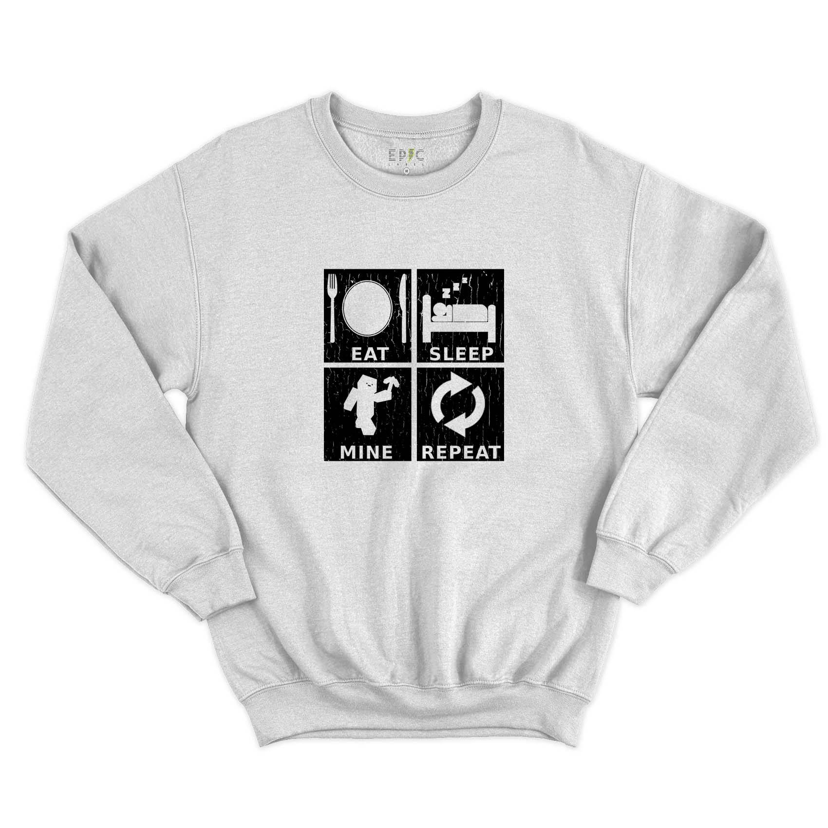 Epic Label Sweatshirt Eat Sleep Mine Repeat Vintage Sweat-shirt Pour Homme
