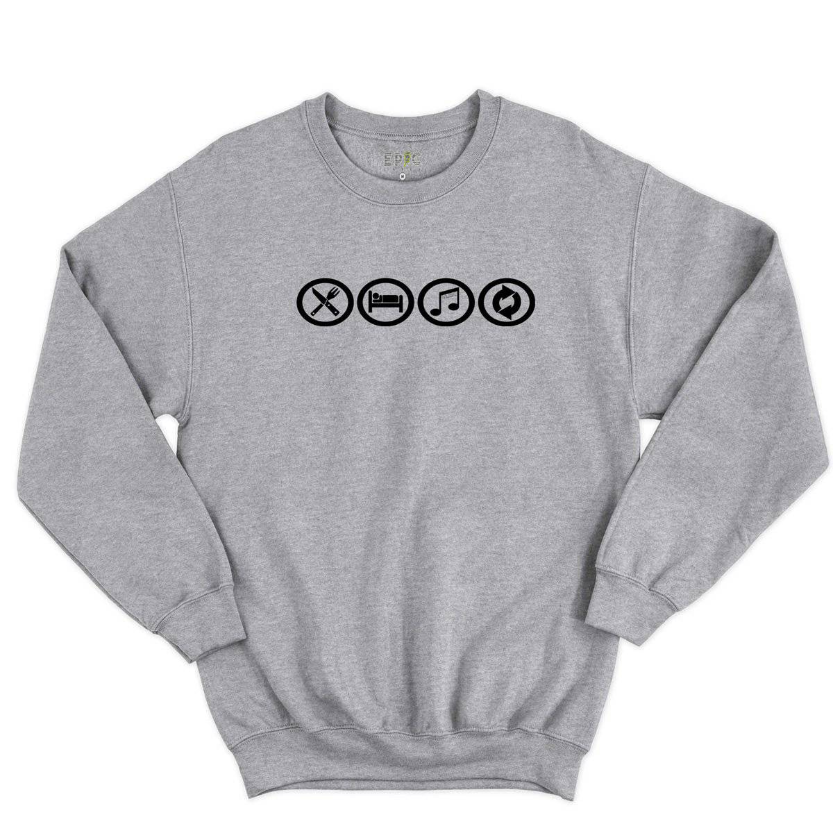 Epic Label Sweatshirt Eat Sleep Music Repeat Sweat-shirt Pour Homme