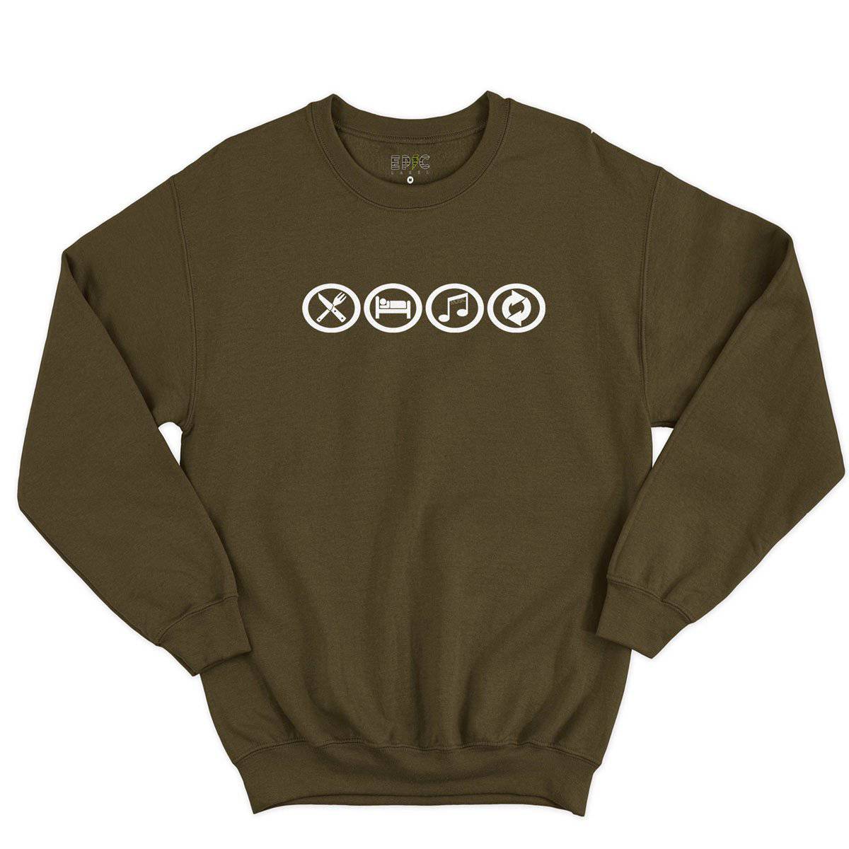 Epic Label Sweatshirt Eat Sleep Music Repeat Sweat-shirt Pour Homme