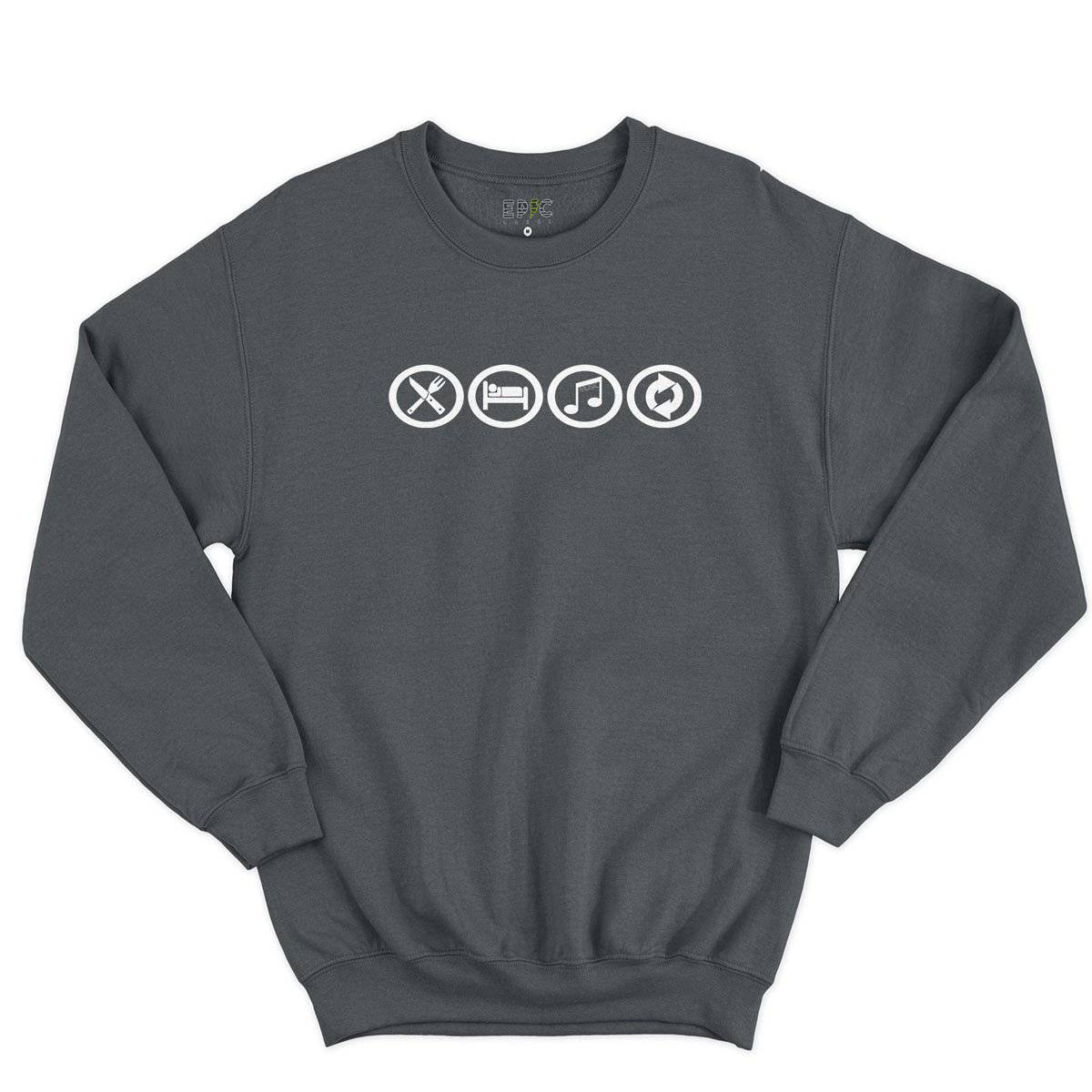 Epic Label Sweatshirt Eat Sleep Music Repeat Sweat-shirt Pour Homme