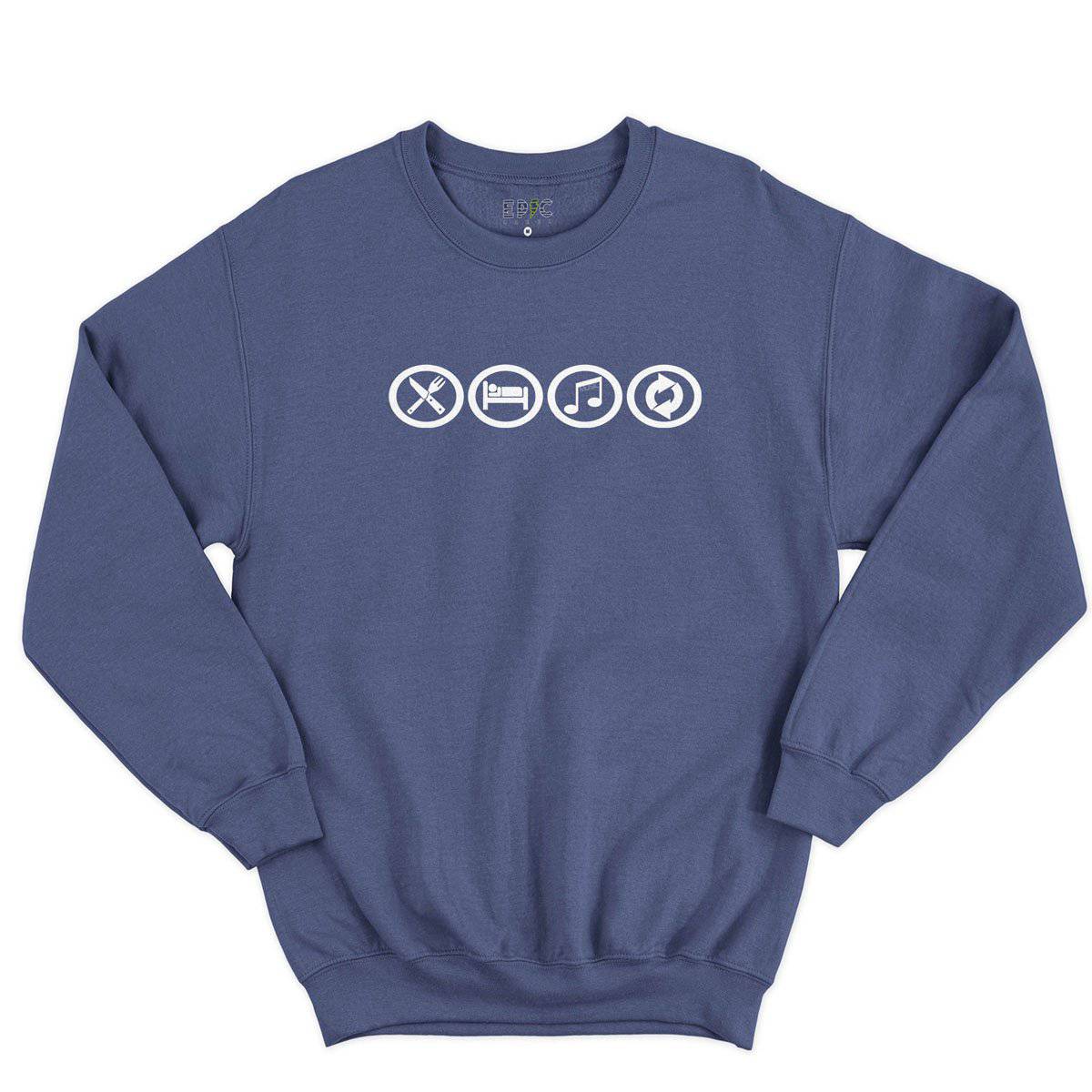Epic Label Sweatshirt Eat Sleep Music Repeat Sweat-shirt Pour Homme