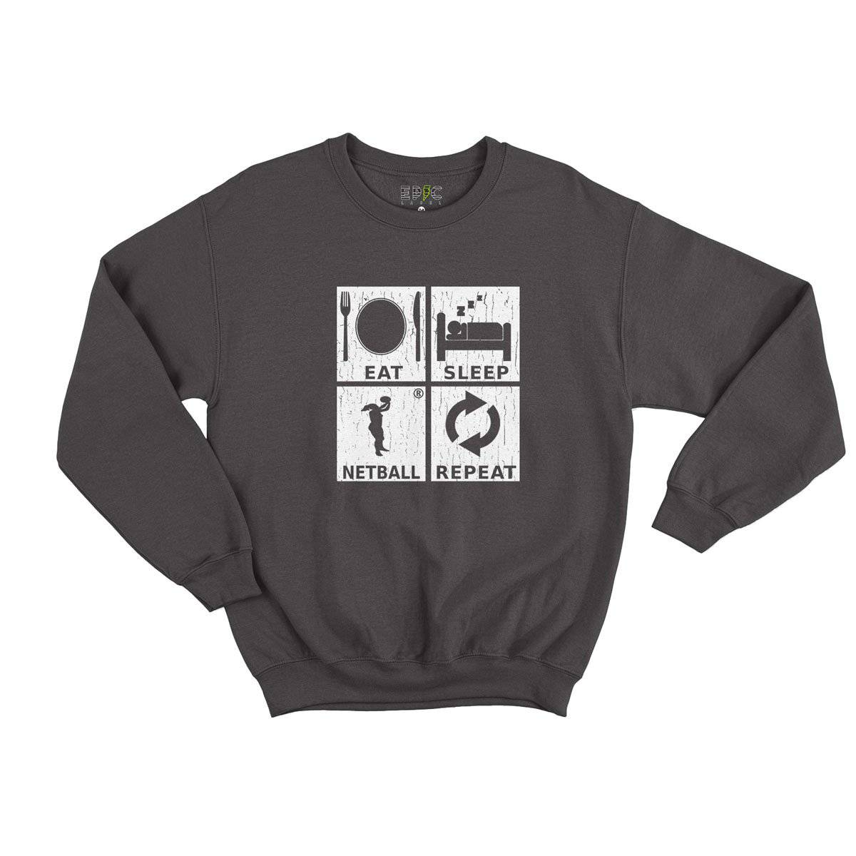 Epic Label Sweatshirt Eat Sleep Netball Repeat Sweat Enfant
