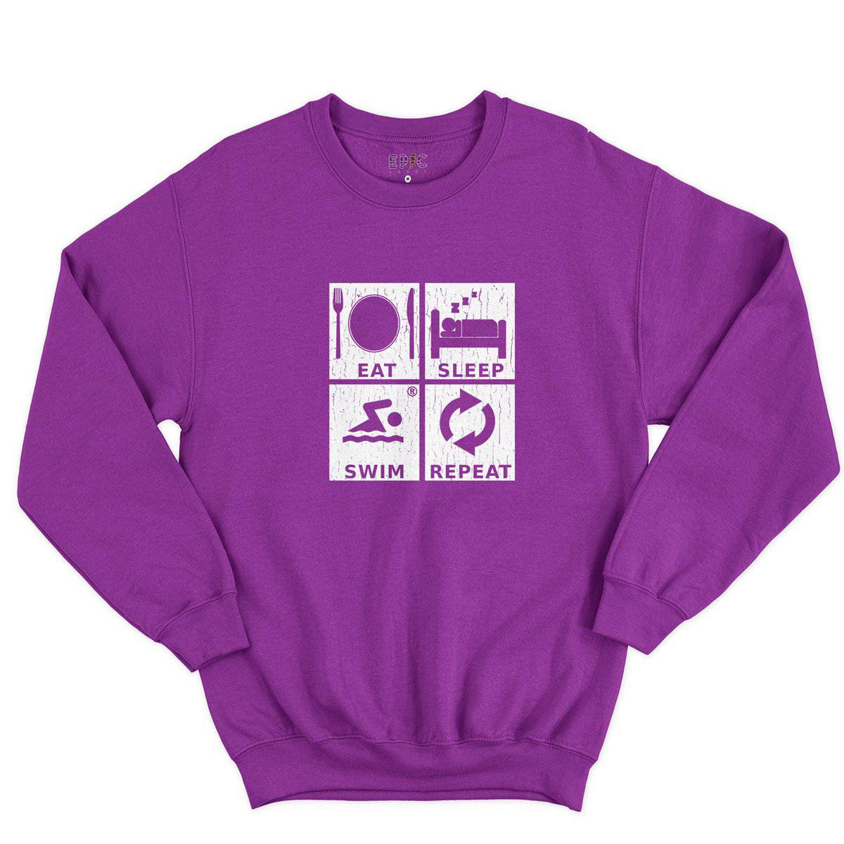 Epic Label Sweatshirt Eat Sleep Swim Repeat Sweat-shirt Pour Homme