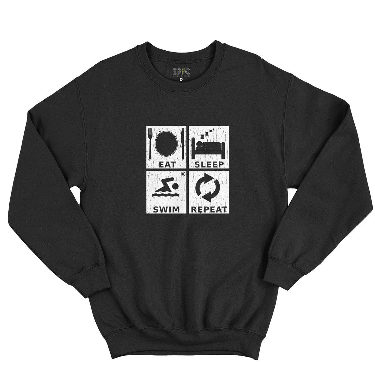 Epic Label Sweatshirt Eat Sleep Swim Repeat Sweat-shirt Pour Homme