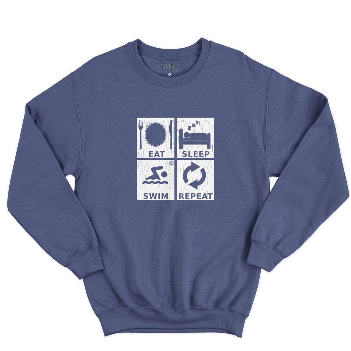 Epic Label Sweatshirt Eat Sleep Swim Repeat Sweat-shirt Pour Homme