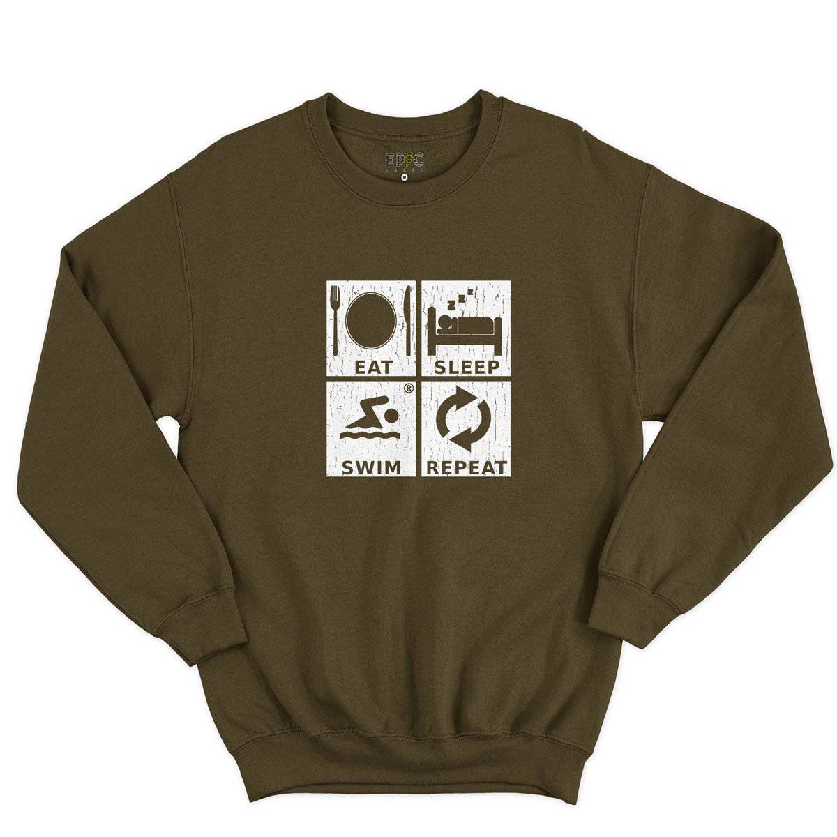 Epic Label Sweatshirt Eat Sleep Swim Repeat Sweat-shirt Pour Homme