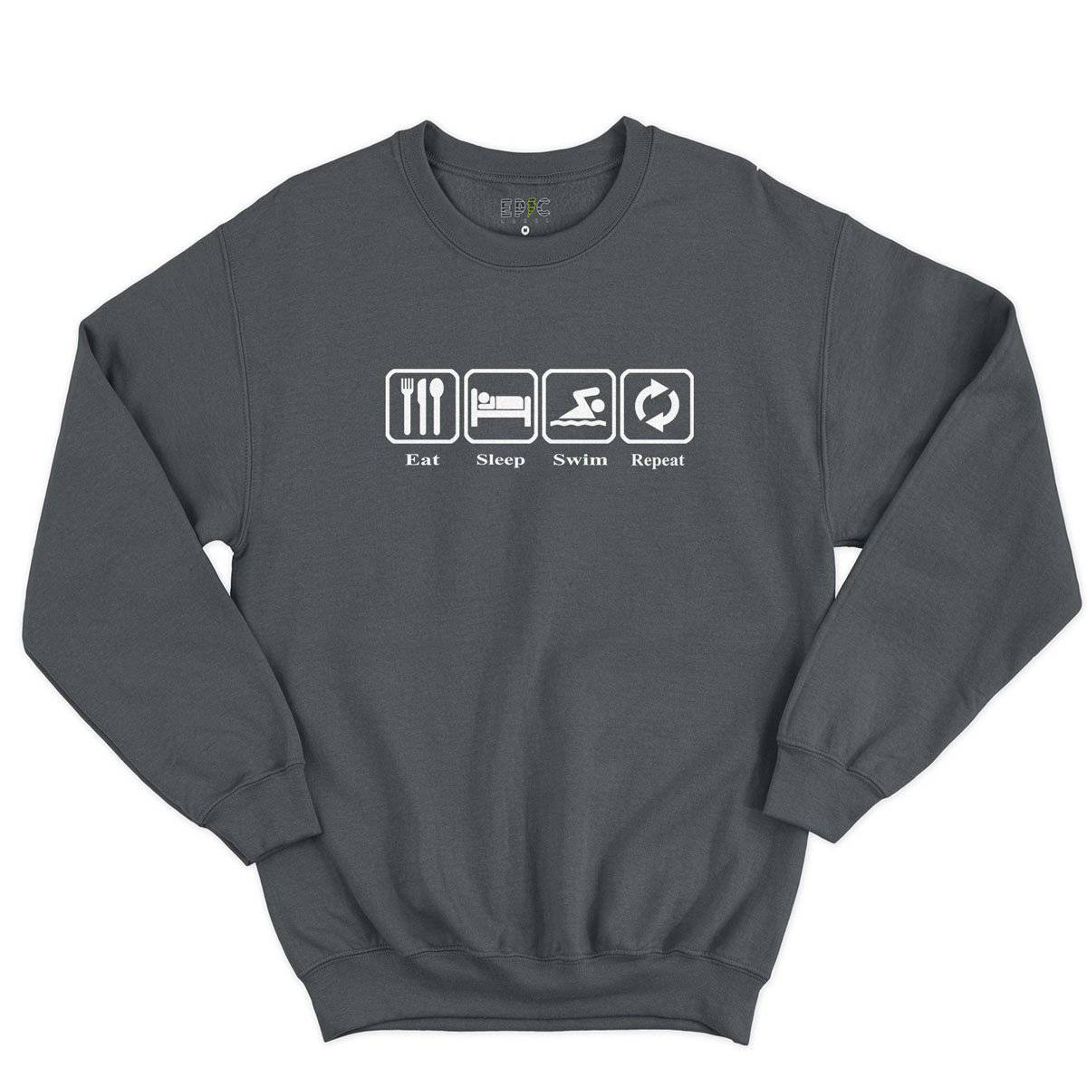 Epic Label Sweatshirt Eat Sleep Swim Repeat Sweat-shirt Pour Homme