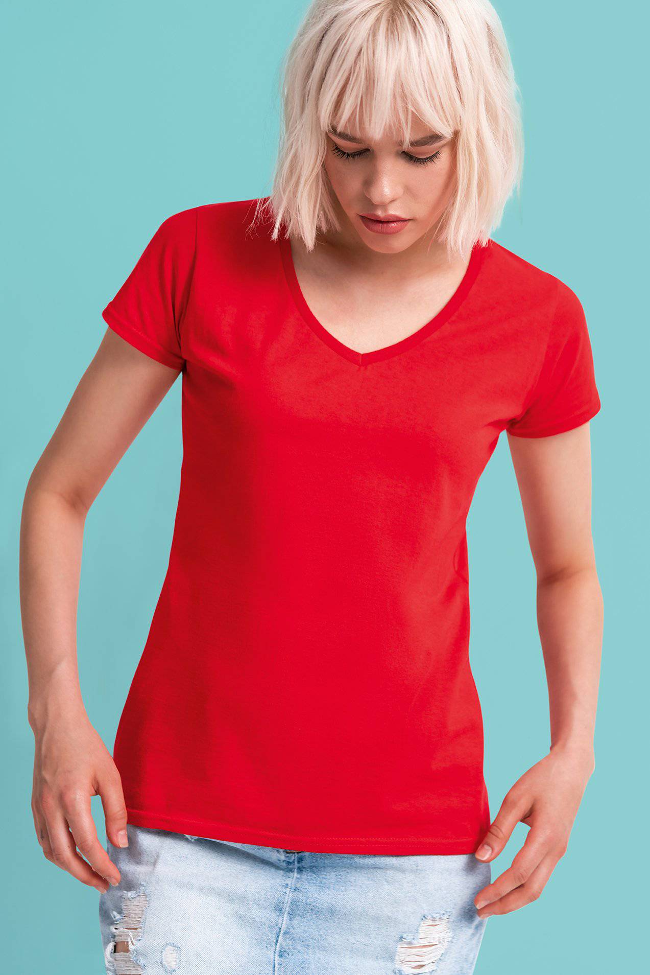 Epic Label T-shirts Lot de 3 Fruit of the Loom 61-444-0 Ladies Iconic 150 V Neck T Pour Femme