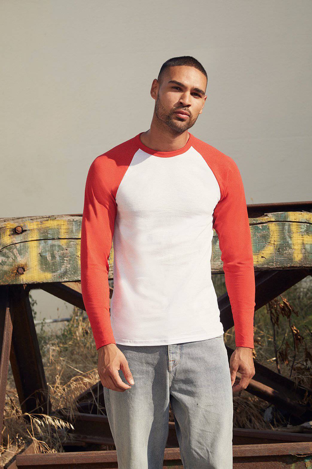 Epic Label T-shirts Lot de 5 Fruit of the Loom 61-028-0 Long Sleeve Baseball T Pour Homme