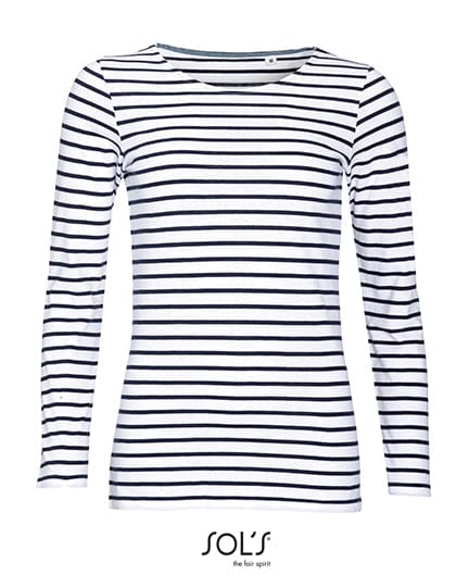 Epic Label T-shirts Sol´S L01403 T-Shirt Rayé À Manches Longues Pour Femme Marine