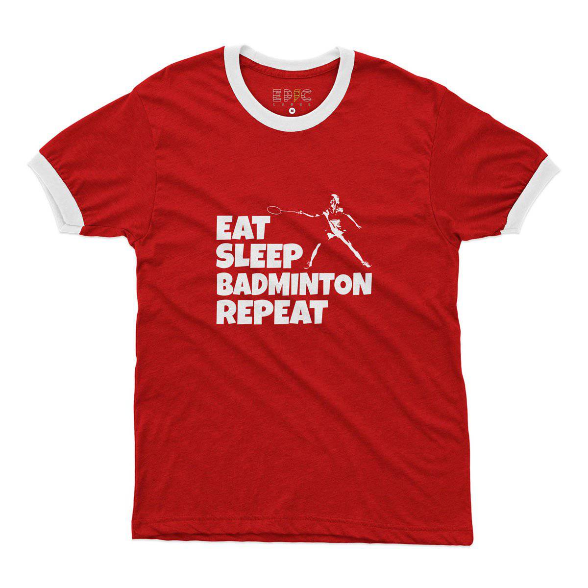 Epic Label Tshirt Eat Sleep Badminton Repeat Ringer T-Shirt Pour Homme