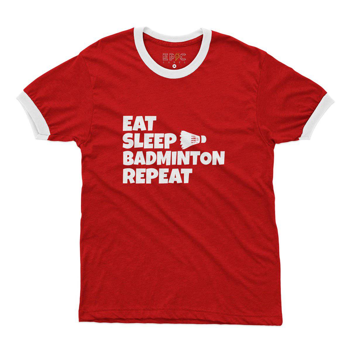 Epic Label Tshirt Eat Sleep Badminton Repeat Ringer T-Shirt Pour Homme