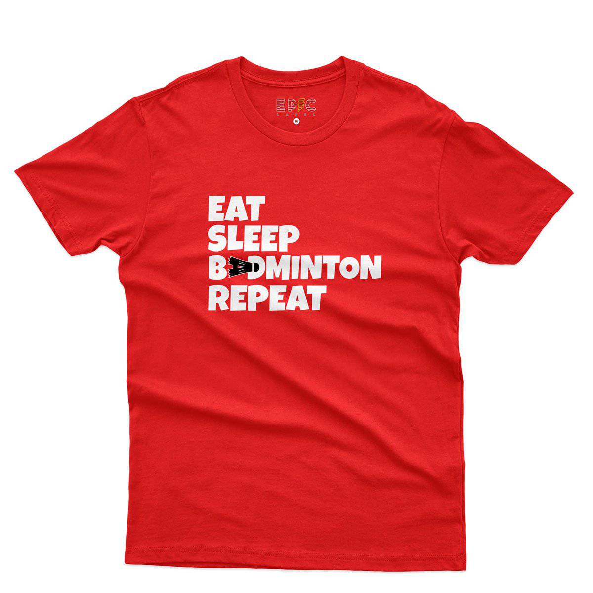 Epic Label Tshirt Eat Sleep Badminton Repeat T-Shirt Pour Homme