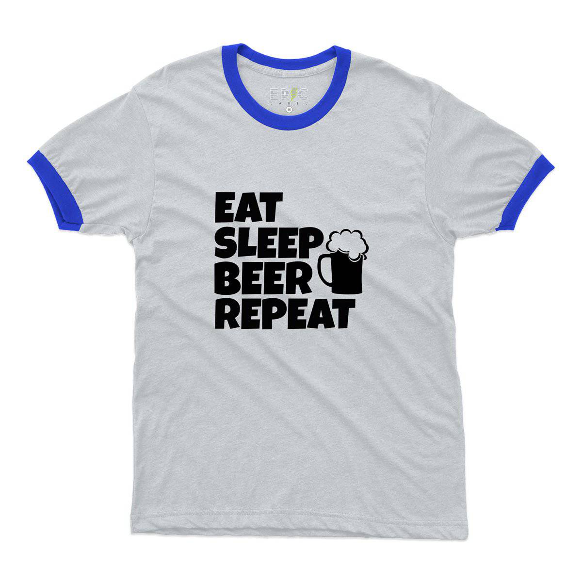 Epic Label Tshirt Eat Sleep Beer Repeat Ringer T-Shirt Pour Homme