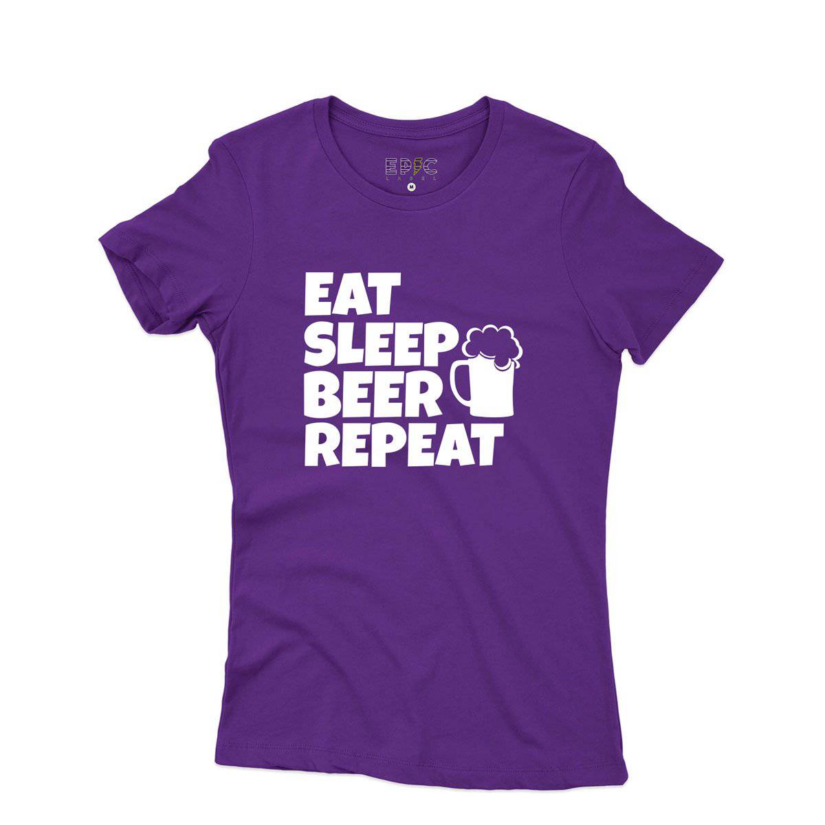 Epic Label Tshirt Eat Sleep Beer Repeat T-Shirt Pour Femme