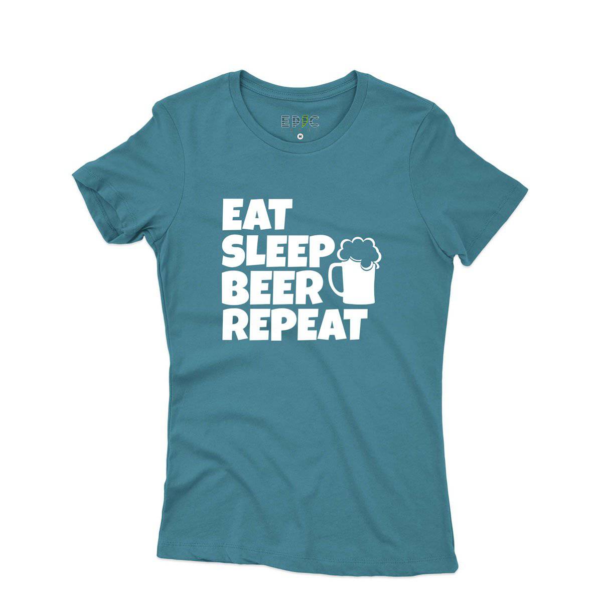 Epic Label Tshirt Eat Sleep Beer Repeat T-Shirt Pour Femme