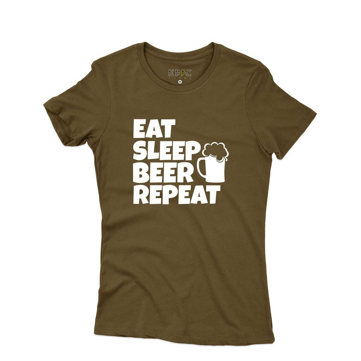 Epic Label Tshirt Eat Sleep Beer Repeat T-Shirt Pour Femme