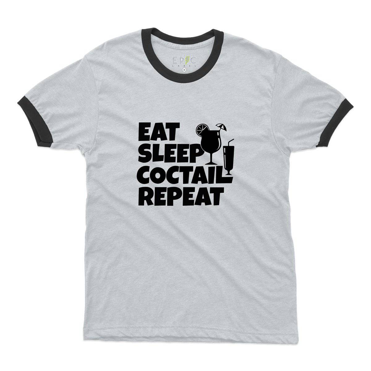 Epic Label Tshirt Eat Sleep Coctail Repeat Ringer T-Shirt Pour Homme