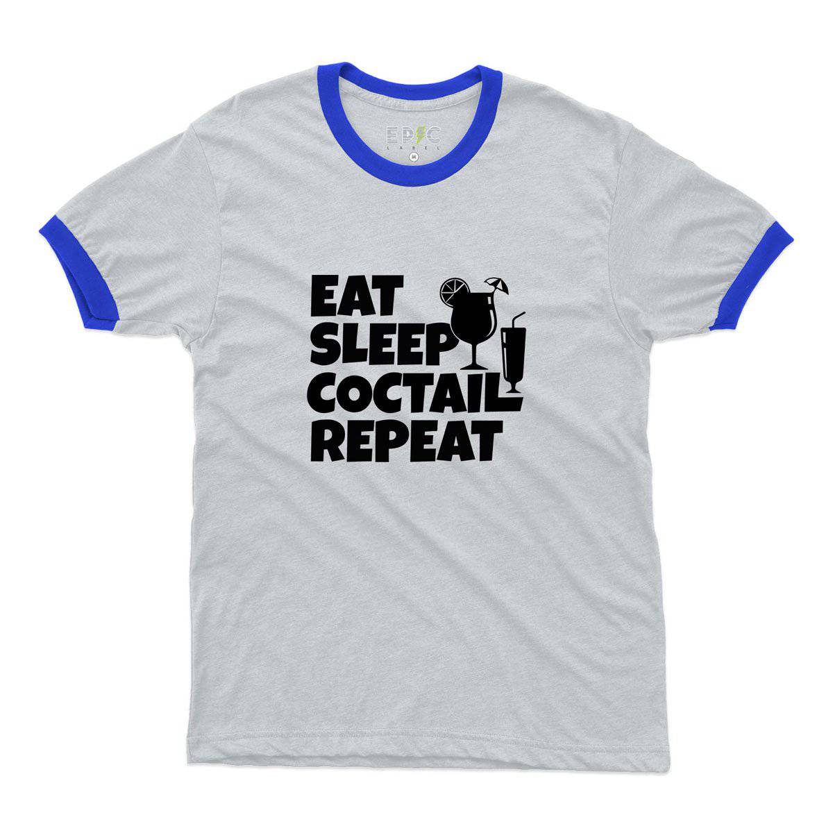 Epic Label Tshirt Eat Sleep Coctail Repeat Ringer T-Shirt Pour Homme