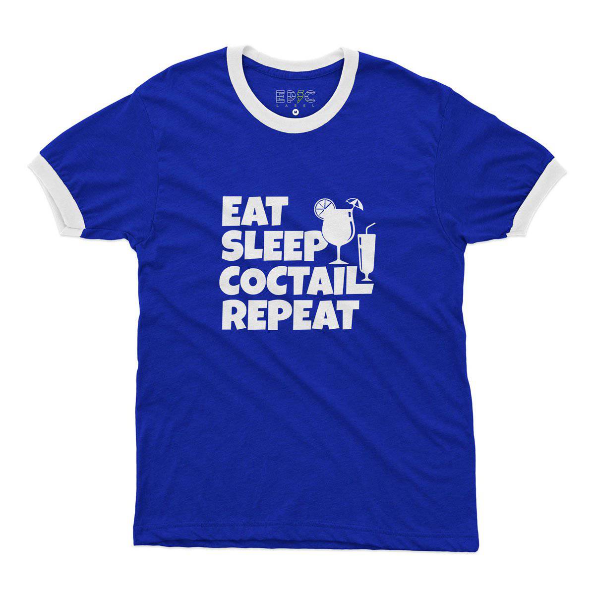 Epic Label Tshirt Eat Sleep Coctail Repeat Ringer T-Shirt Pour Homme