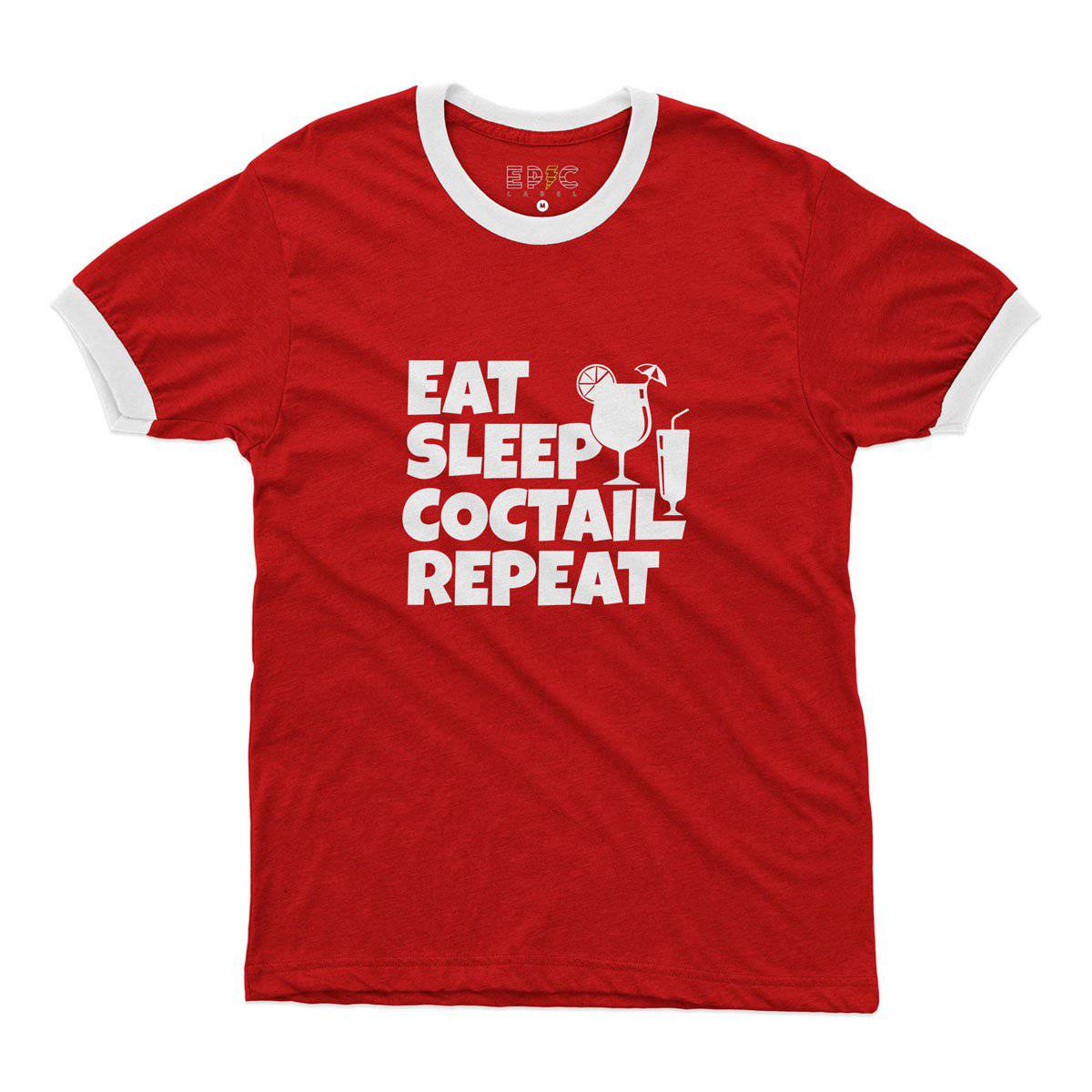 Epic Label Tshirt Eat Sleep Coctail Repeat Ringer T-Shirt Pour Homme