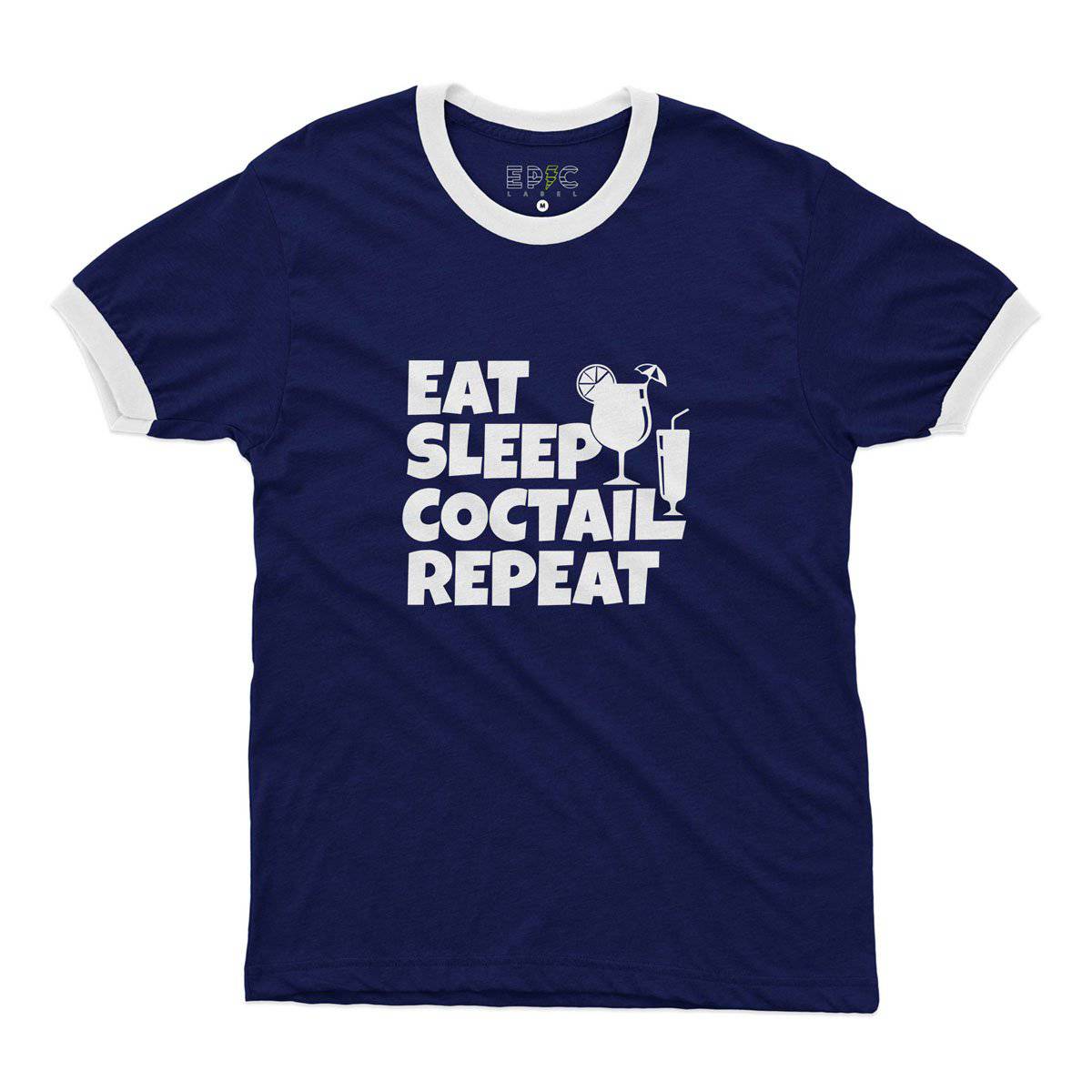 Epic Label Tshirt Eat Sleep Coctail Repeat Ringer T-Shirt Pour Homme