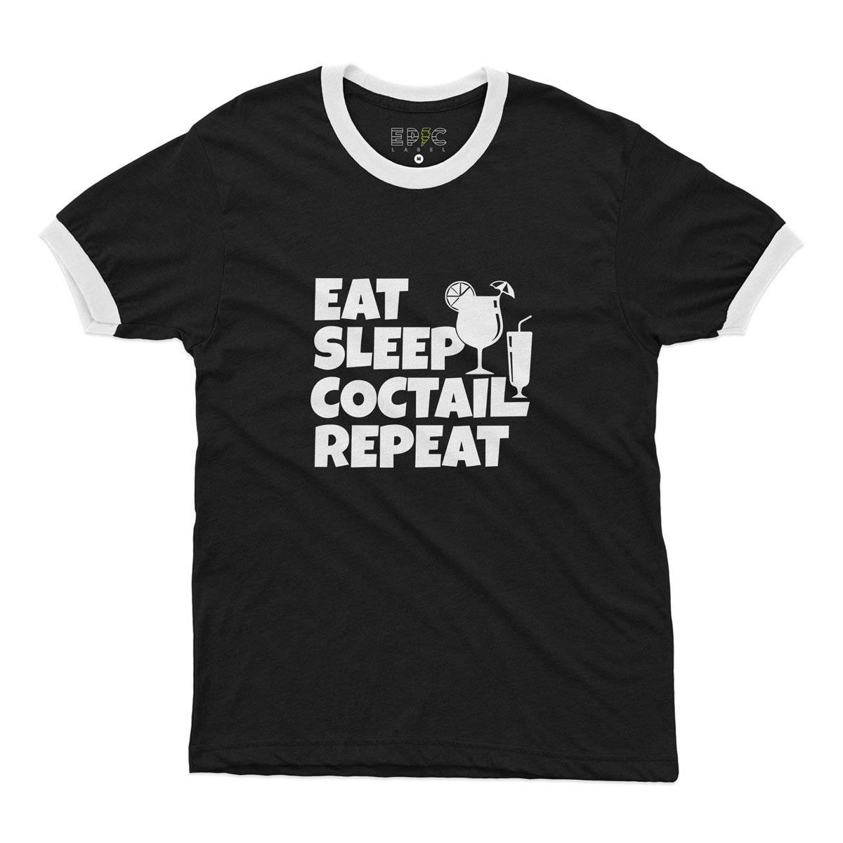 Epic Label Tshirt Eat Sleep Coctail Repeat Ringer T-Shirt Pour Homme
