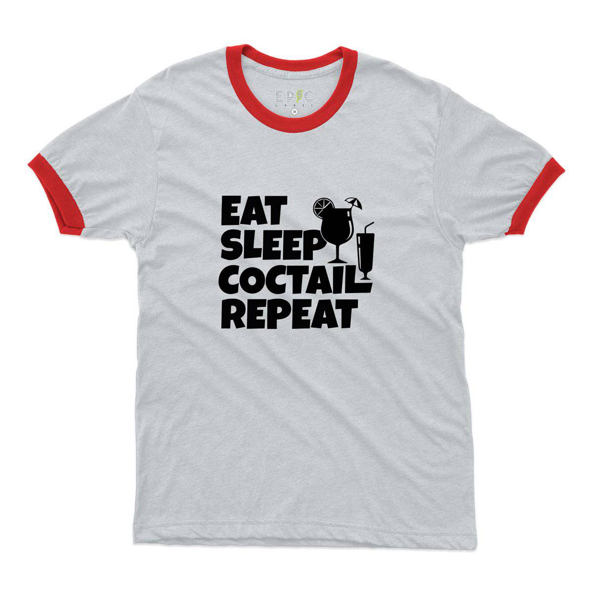 Epic Label Tshirt Eat Sleep Coctail Repeat Ringer T-Shirt Pour Homme