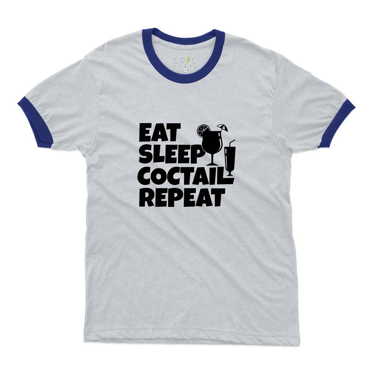 Epic Label Tshirt Eat Sleep Coctail Repeat Ringer T-Shirt Pour Homme