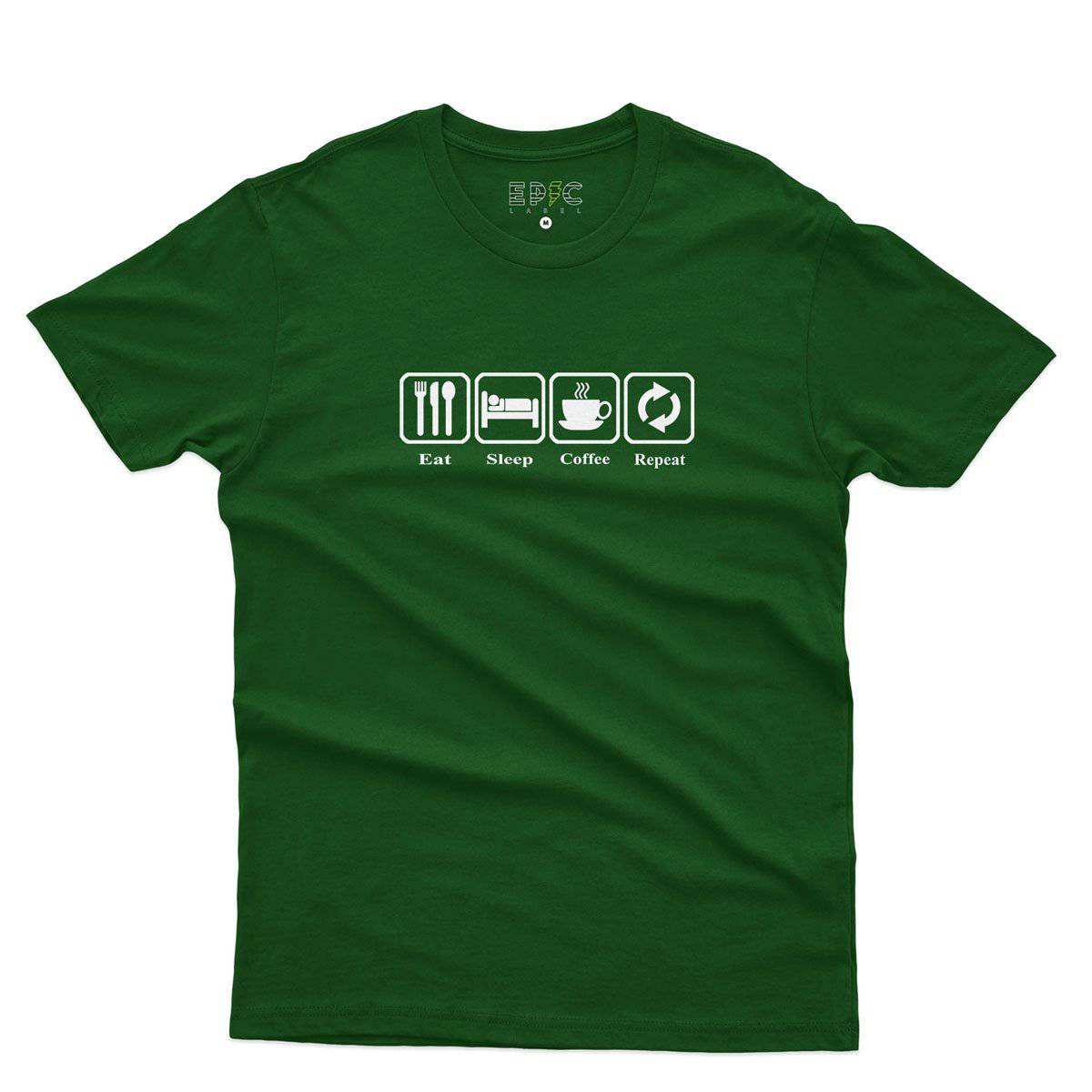 Epic Label Tshirt Eat Sleep Coffee Repeat T-Shirt Pour Homme
