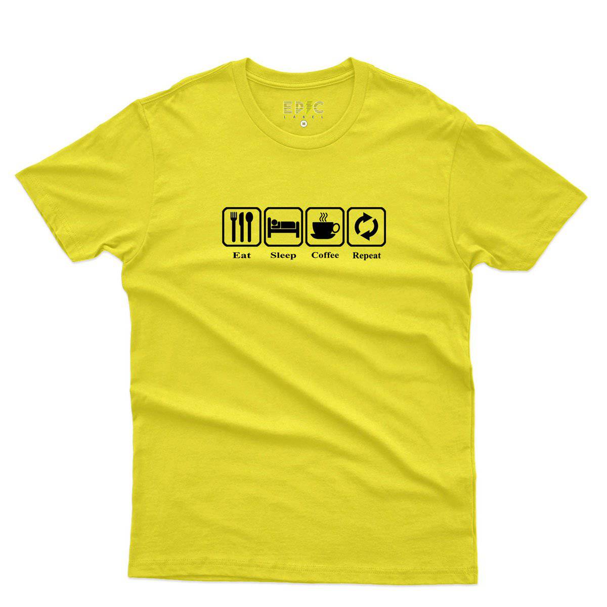 Epic Label Tshirt Eat Sleep Coffee Repeat T-Shirt Pour Homme