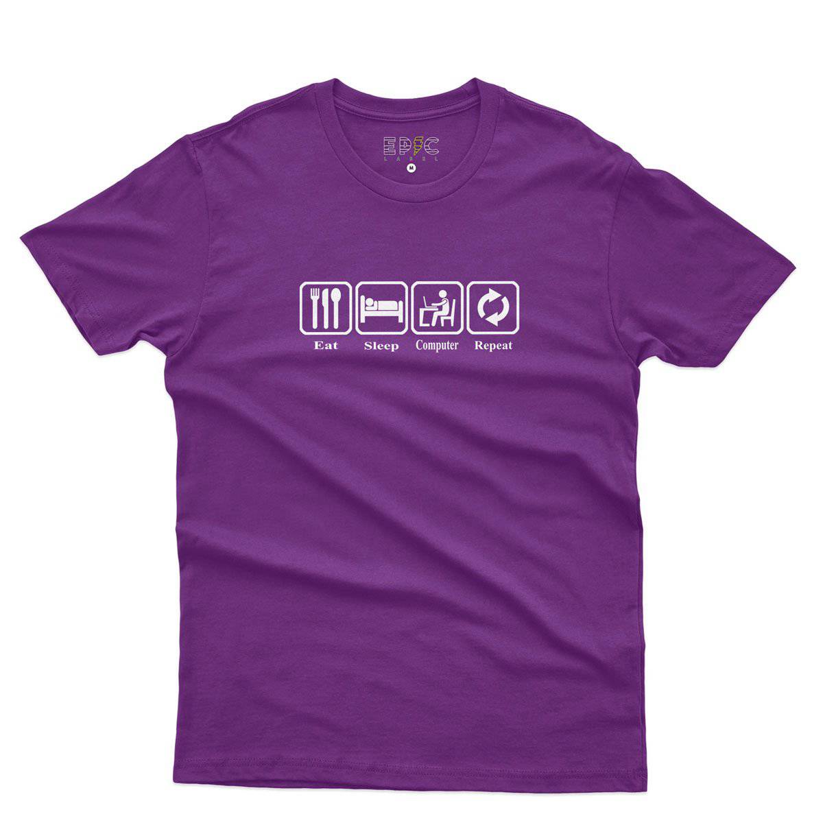 Epic Label Tshirt Eat Sleep Computer Repeat T-Shirt Pour Homme