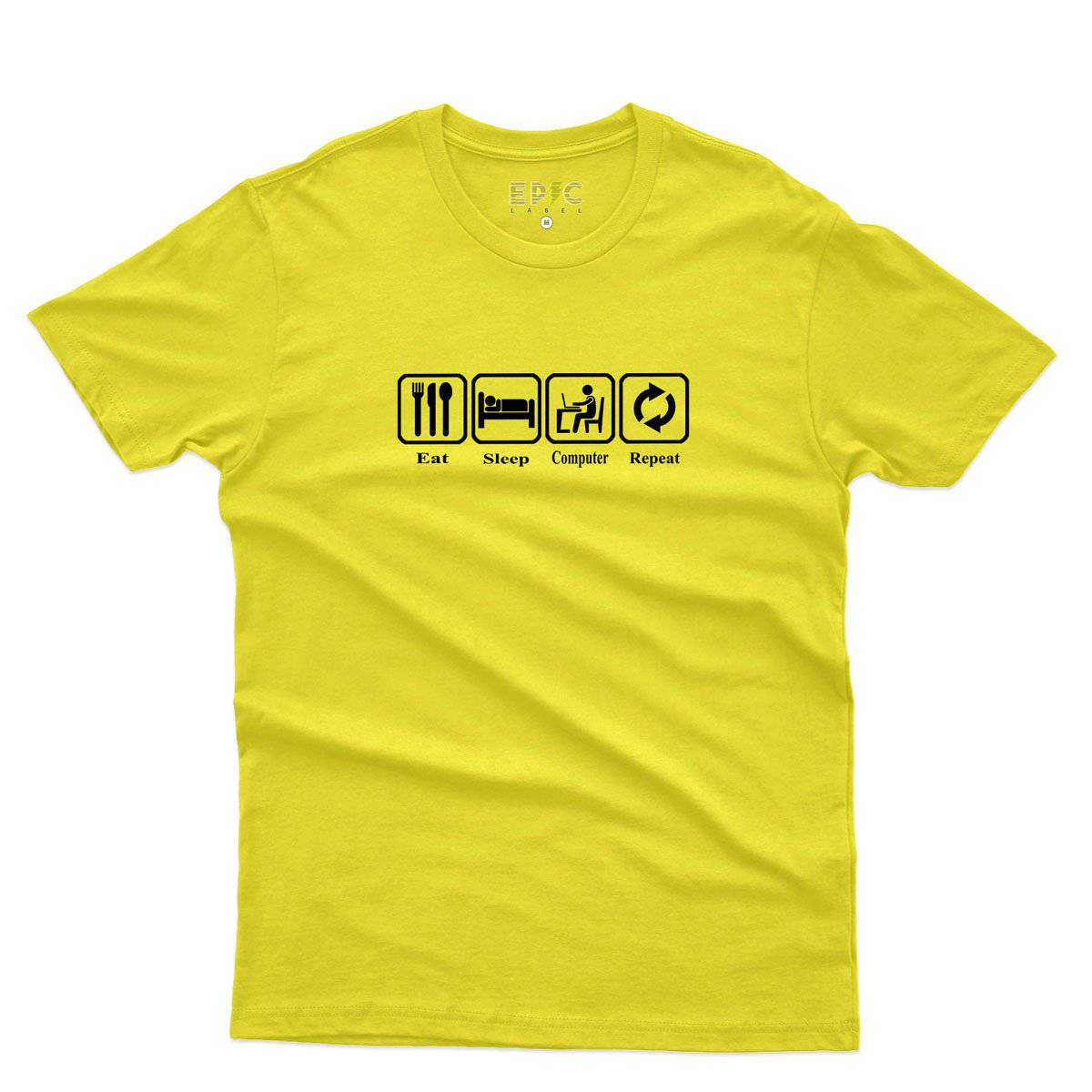 Epic Label Tshirt Eat Sleep Computer Repeat T-Shirt Pour Homme