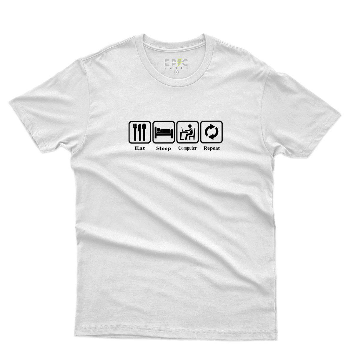 Epic Label Tshirt Eat Sleep Computer Repeat T-Shirt Pour Homme