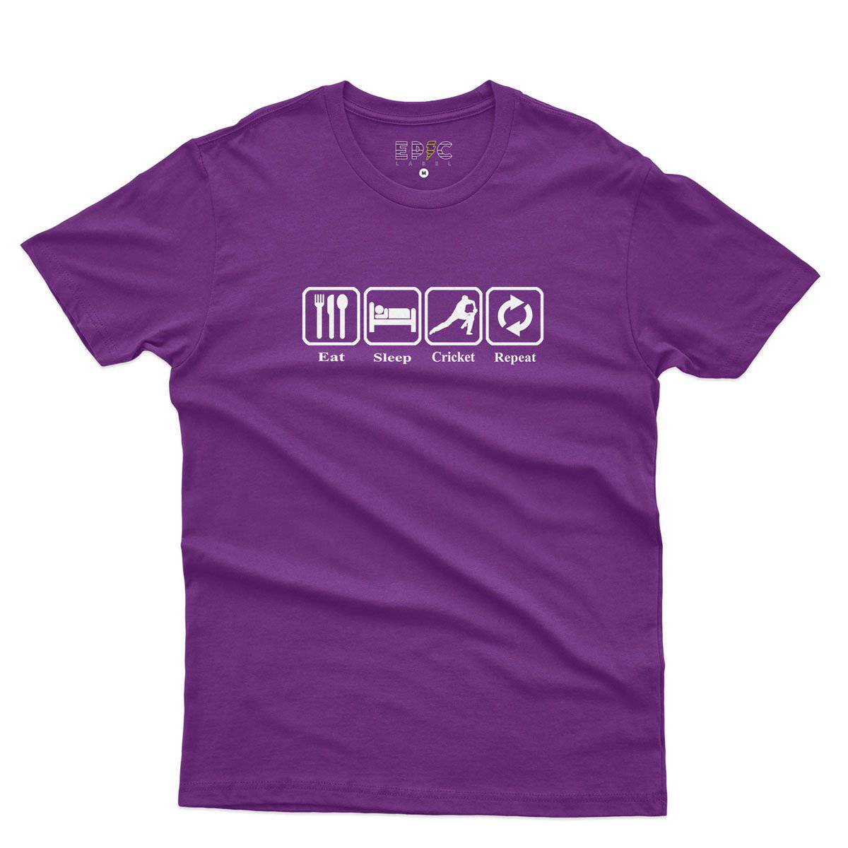 Epic Label Tshirt Eat Sleep Cricket Repeat T-Shirt Pour Homme