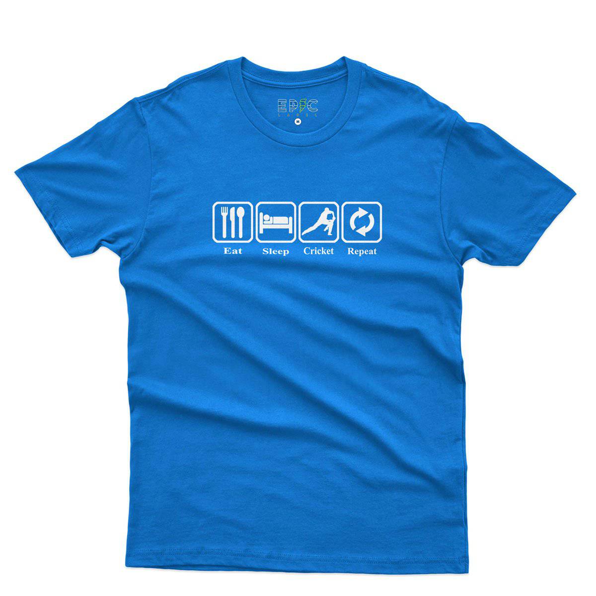 Epic Label Tshirt Eat Sleep Cricket Repeat T-Shirt Pour Homme