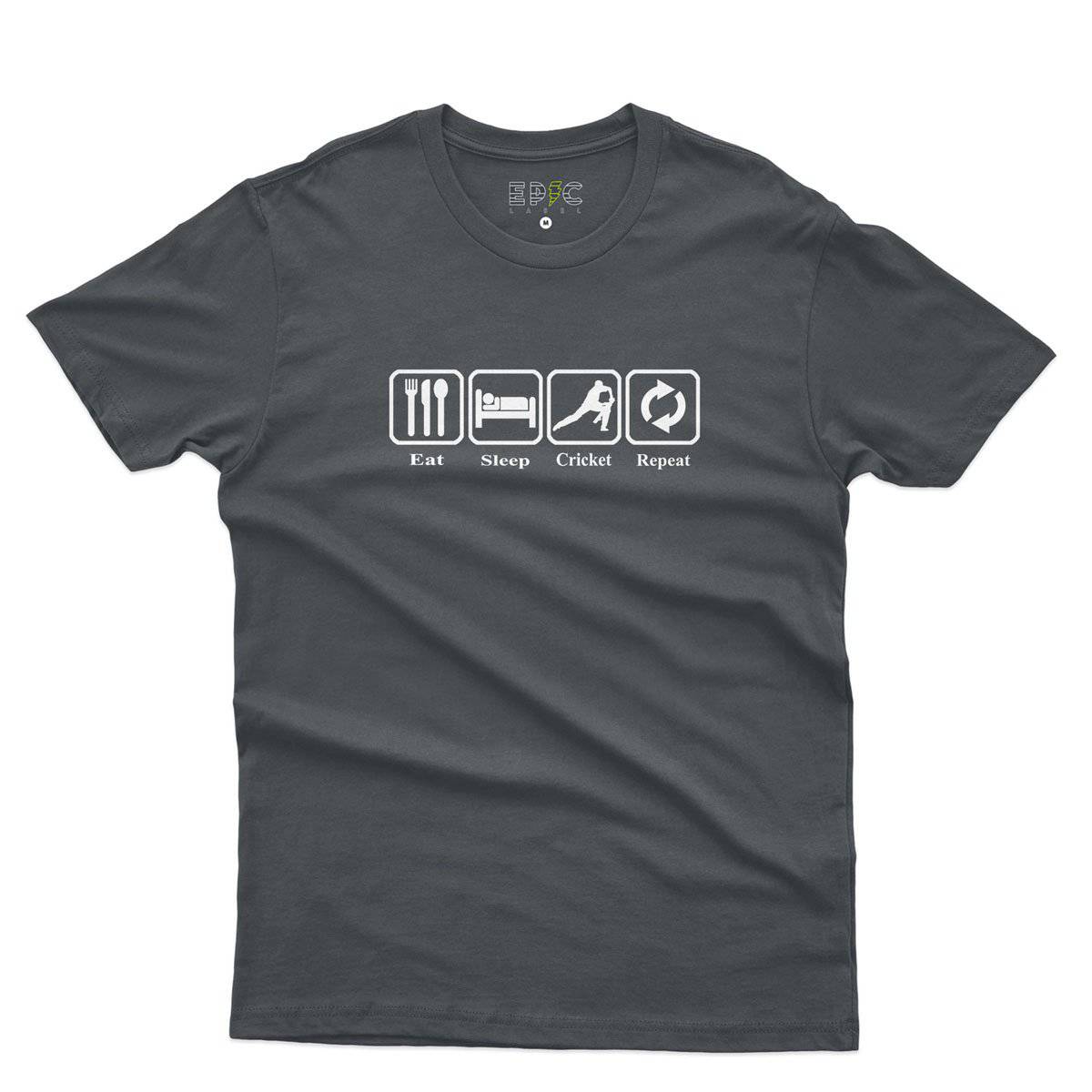 Epic Label Tshirt Eat Sleep Cricket Repeat T-Shirt Pour Homme